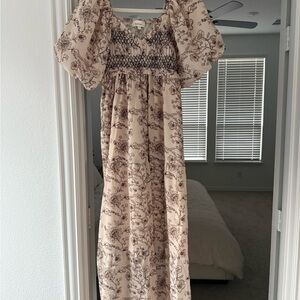 Bohme Floral Maxi Dress in Cream and Brown